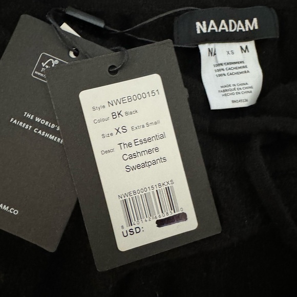 NAADAM The Essential Cashmere Sweatpants black XS New With Tags - Picture 6 of 6